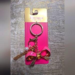Juicy Couture Pink and Gold Bow Keychain